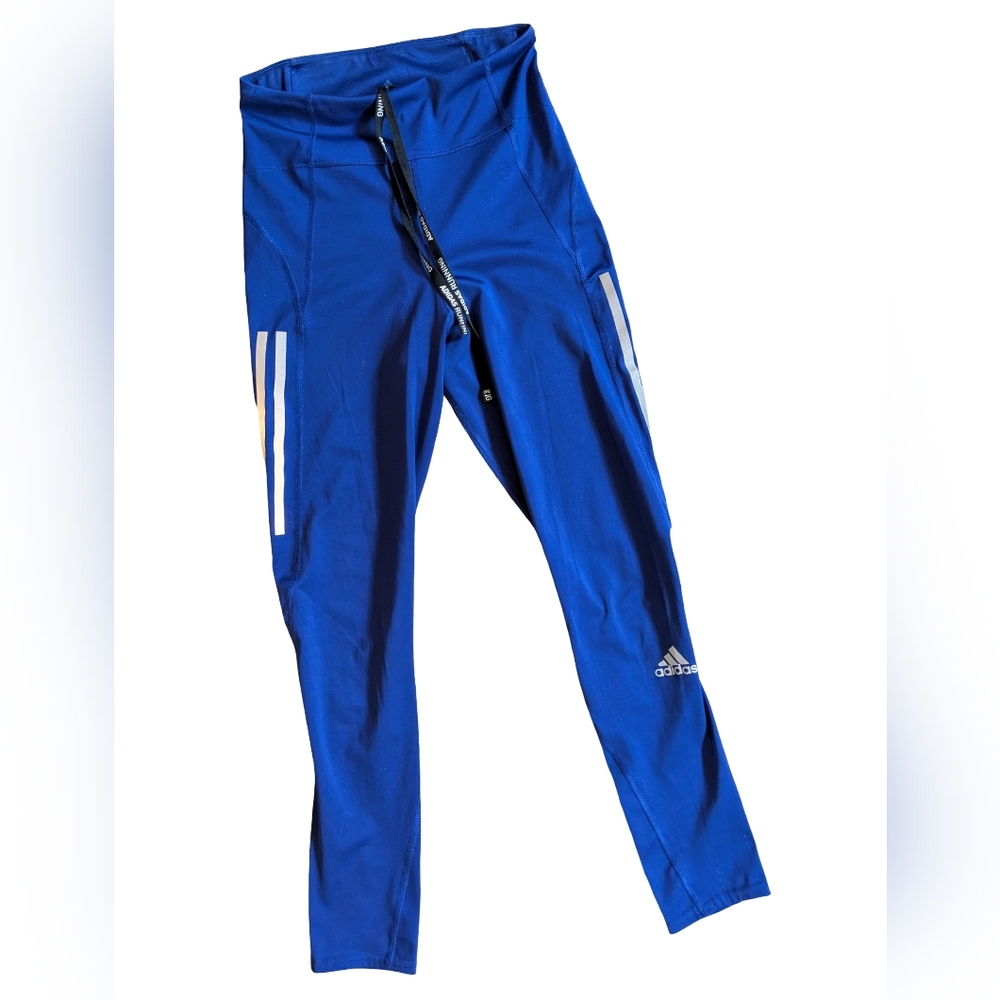NWOT Adidas Running Leggings Pants Aeroready Fabric Reflective Victory Blue XS
